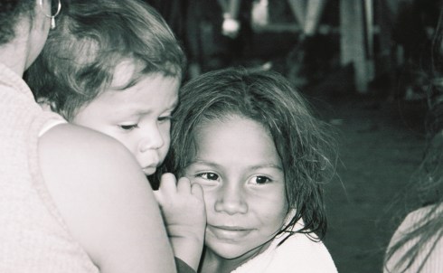 Black and white photo of a young girl in Nicaragua