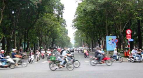 Streets of Vietnam with bikes and motos
