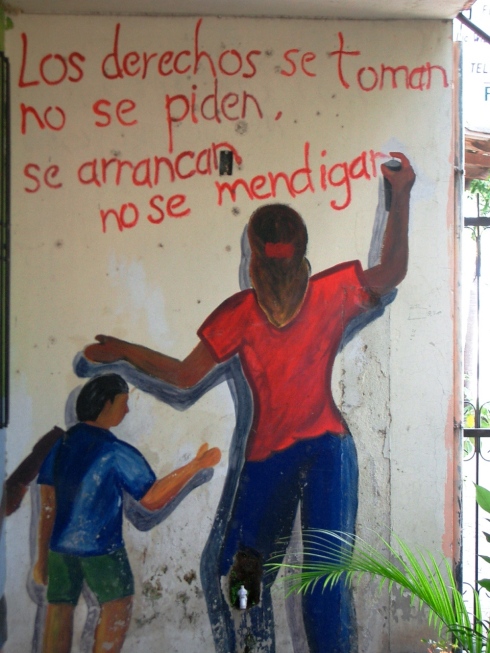 Wall painting in color on human rights