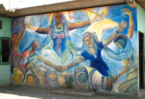 Wall painting of women's strength rising